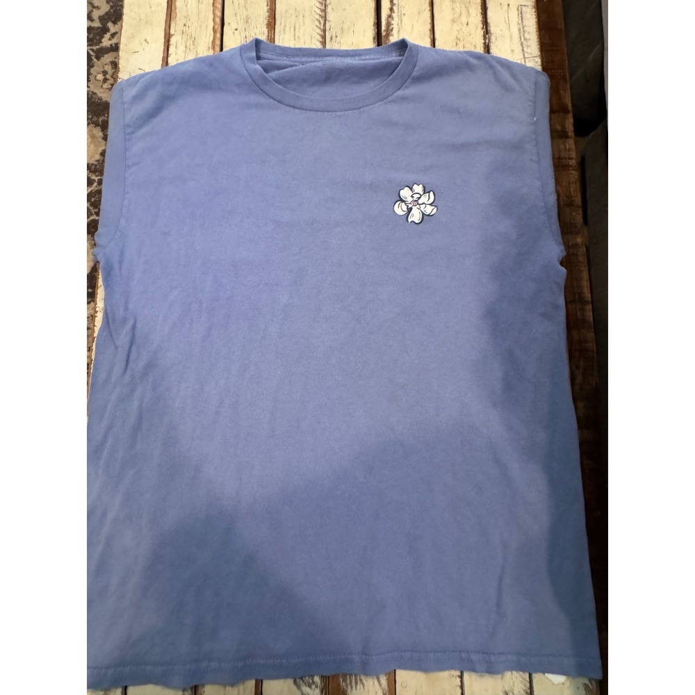 Itsa Girl Thing Kids Blue Sleeveless Graphic Tee Too Colorful For Words Size L
